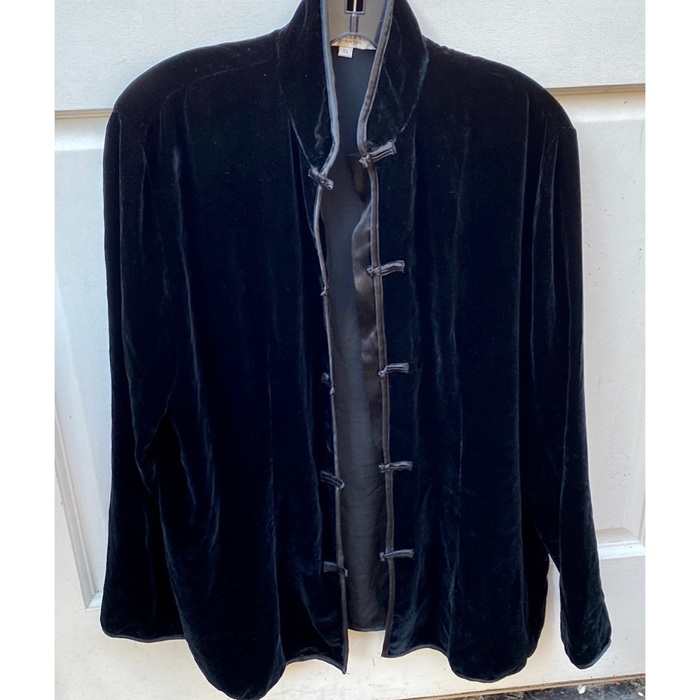 LINDA HARTMAN INTIMATES 100% silk VELVET velour size XL  button down shirt